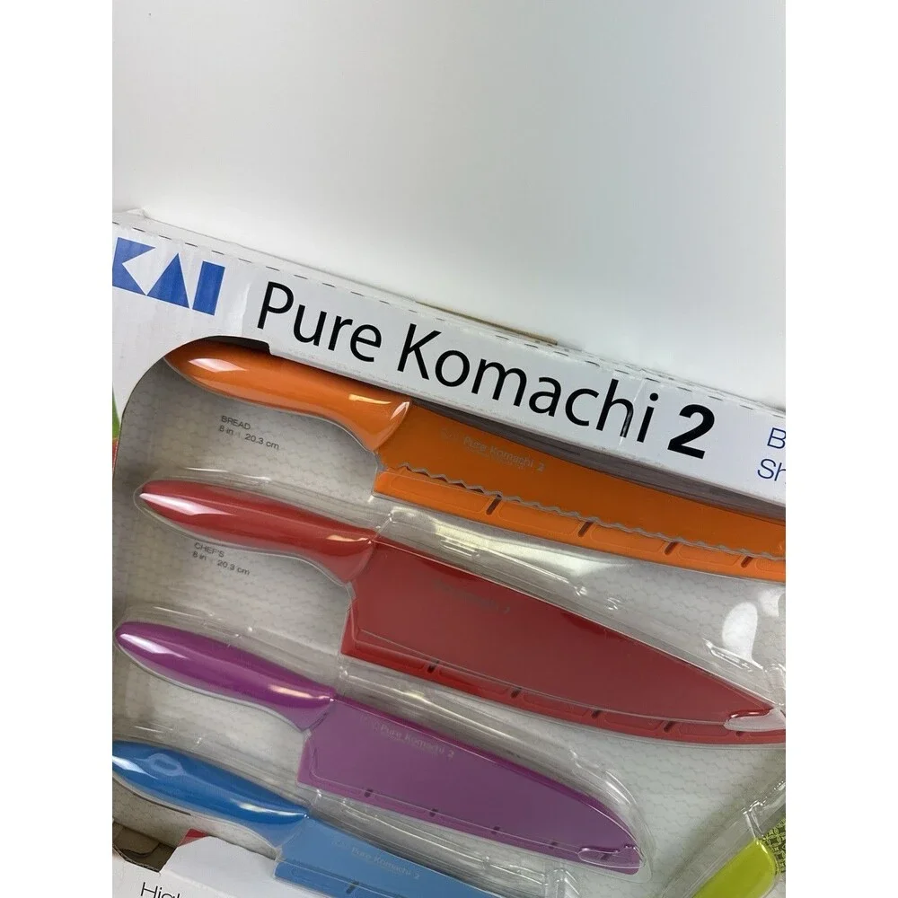 KAI Pure Komach 2 High Carbon Stainless Steel‎ Kitchen Knife Set 6 Bright Colors